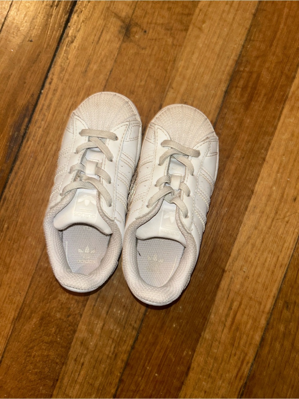 adidas Kids White Shell-Toe Sneakers